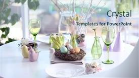  Presentation with cutlery easter table setting - Presentation having beautiful easter setting against blurred background and a lemonade colored foreground