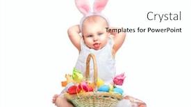  Presentation with easter basket - Cool new theme with beautiful-easter-smiling-little-girl backdrop and a white colored foreground