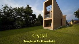  Presentation with outdoors - Theme featuring beautiful ecologic house outdoors background and a tawny brown colored foreground