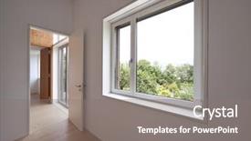  Presentation with house window - Colorful slide deck enhanced with beautiful ecologic house backdrop and a gray colored foreground