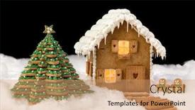  Presentation with gingerbread house - Slide set featuring beautiful-edible-gingerbread-cookie-house background and a coral colored foreground