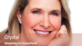  Presentation with elderly prevention - Presentation theme consisting of beautiful elderly lady portrait isolated background and a coral colored foreground