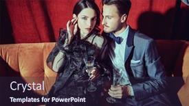  Presentation with luxury lifestyle - Slide deck featuring beautiful-elegant-couple-in-fashionable background and a wine colored foreground