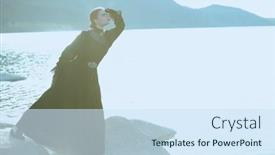  Presentation with novel - PPT theme consisting of beautiful-elegant-woman-in-black background and a sky blue colored foreground