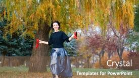 Presentation with running shoes - Audience pleasing presentation consisting of beautiful-elegant-woman-running-barefoot backdrop and a violet colored foreground