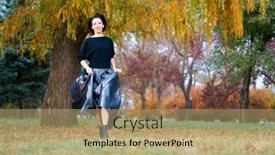  Presentation with bright yellow - Presentation theme having beautiful-elegant-woman-running background and a coral colored foreground