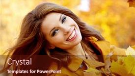  Presentation with elegant - PPT theme having beautiful elegant woman standing in a park in autumn background and a wine colored foreground