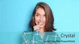  Presentation with color - Slide deck enhanced with beautiful emotional woman on color background and a  colored foreground