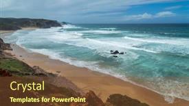  Presentation with algarve - Presentation theme featuring beautiful-empty-beach-in-algarve background and a tawny brown colored foreground