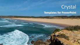  Presentation with algarve - PPT theme with beautiful-empty-beach-in-algarve background and a teal colored foreground