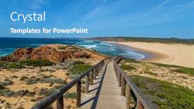  Presentation with algarve - Slides with beautiful-empty-beach-in-algarve background and a teal colored foreground