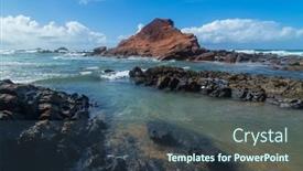  Presentation with algarve - Presentation theme with beautiful-empty-beach-in-algarve background and a ocean colored foreground