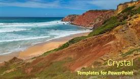 Presentation with algarve - Presentation design consisting of beautiful-empty-beach-in-algarve background and a tawny brown colored foreground