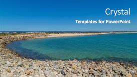 Presentation with south beach - PPT theme enhanced with beautiful-empty-beach-in-algarve background and a teal colored foreground