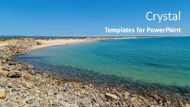  Presentation with south beach - Slides consisting of beautiful-empty-beach-in-algarve background and a teal colored foreground