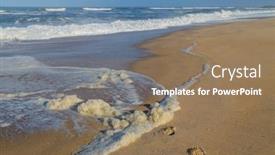  Presentation with empty - Colorful presentation design enhanced with beautiful-empty-beach-near-figueira backdrop and a coral colored foreground