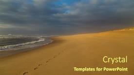  Presentation with empty - Beautiful PPT theme featuring beautiful-empty-beach-near-figueira backdrop and a tawny brown colored foreground