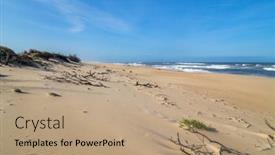  Presentation with empty - Beautiful slide set featuring beautiful-empty-beach-near-figueira backdrop and a coral colored foreground