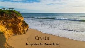  Presentation with empty - Slide deck enhanced with beautiful-empty-beach-near-portimao background and a coral colored foreground