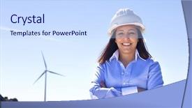  Presentation with engineering engineer or safety officer - Presentation design having beautiful engineer standing at wind background and a  colored foreground