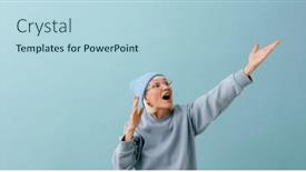  Presentation with winter blue - Slide deck having beautiful-enthusiastic-senior-woman background and a light blue colored foreground