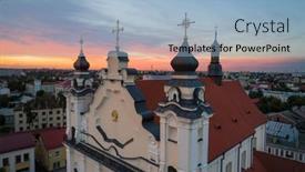  Presentation with sky - Slide set having beautiful-evening-sky-over-city background and a light blue colored foreground