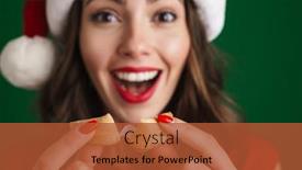  Presentation with fortune cookie - Beautiful theme featuring beautiful-excited-girl-in-santa backdrop and a red colored foreground