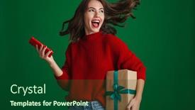  Presentation with girl christmas - Beautiful slide deck featuring beautiful-excited-girl-screaming backdrop and a forest green colored foreground