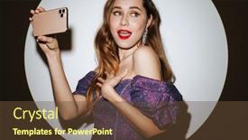  Presentation with spotlight - Audience pleasing presentation consisting of beautiful-excited-young-glamorous-woman backdrop and a tawny brown colored foreground
