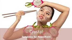  Presentation with pitahaya - Cool new slides with beautiful-excited-young-woman backdrop and a coral colored foreground