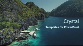  Presentation with cinematic - Amazing slide deck having beautiful-exotic-nature-landscape backdrop and a ocean colored foreground