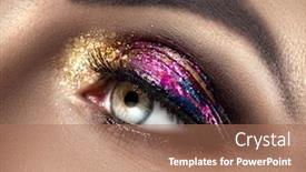  Presentation with colorful eye - PPT theme with beautiful-eye-make-up background and a coral colored foreground