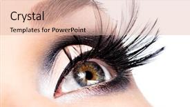  Presentation with makeup and cosmetics - Presentation featuring beautiful eye makeup wellness cosmetics background and a lemonade colored foreground