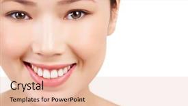  Presentation with genetic face recognition - Slides with beautiful eyebrow - face of asian female smiling background and a lemonade colored foreground