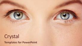  Presentation with human eye - Audience pleasing PPT theme consisting of beautiful eyes backdrop and a lemonade colored foreground