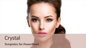  Presentation with indian woman bridal face - Beautiful PPT theme featuring beautiful face of an young backdrop and a coral colored foreground