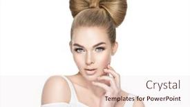  Presentation with creative - Presentation consisting of beautiful-face-of-young-caucasian background and a lemonade colored foreground