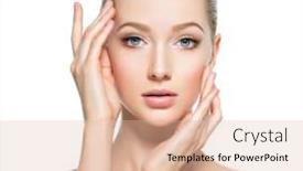  Presentation with skin health - Cool new PPT layouts with beautiful-face-of-young-caucasian backdrop and a lemonade colored foreground