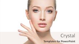  Presentation with skin health - Cool new PPT theme with beautiful-face-of-young-caucasian backdrop and a lemonade colored foreground