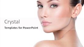  Presentation with skin health - Audience pleasing PPT theme consisting of beautiful-face-of-young-caucasian backdrop and a sky blue colored foreground