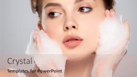  Presentation with beautiful skin - Beautiful slide deck featuring beautiful-face-of-young-caucasian backdrop and a coral colored foreground