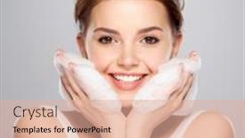  Presentation with beautiful skin - Colorful slide set enhanced with beautiful-face-of-young-caucasian backdrop and a lemonade colored foreground