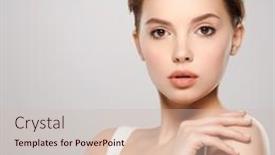  Presentation with beautiful skin - Presentation design with beautiful-face-of-young-caucasian background and a soft green colored foreground