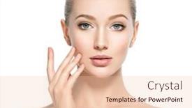  Presentation with skin health - Slide set with beautiful-face-of-young-caucasian and a  colored foreground