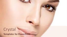  Presentation with skin health - Beautiful presentation design featuring beautiful-face-of-young-caucasian backdrop and a lemonade colored foreground