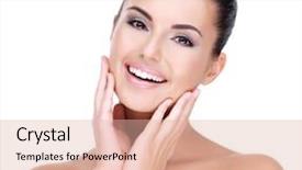  Presentation with indian woman bridal face - Presentation design featuring beautiful face of young smiling background and a lemonade colored foreground