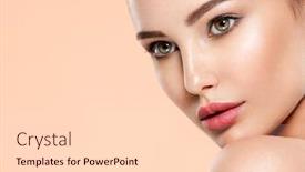  Presentation with skin health - Colorful PPT theme enhanced with beautiful-face-of-young-woman backdrop and a lemonade colored foreground