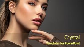  Presentation with beautiful skin - Presentation design enhanced with beautiful-face-of-young-woman background and a tawny brown colored foreground