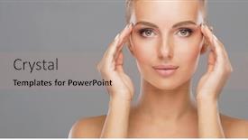  Presentation with skin care - Theme featuring beautiful-face-of-young background and a coral colored foreground