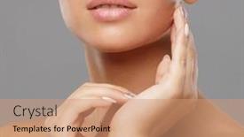  Presentation with skin care - PPT theme featuring beautiful-face-of-young background and a coral colored foreground